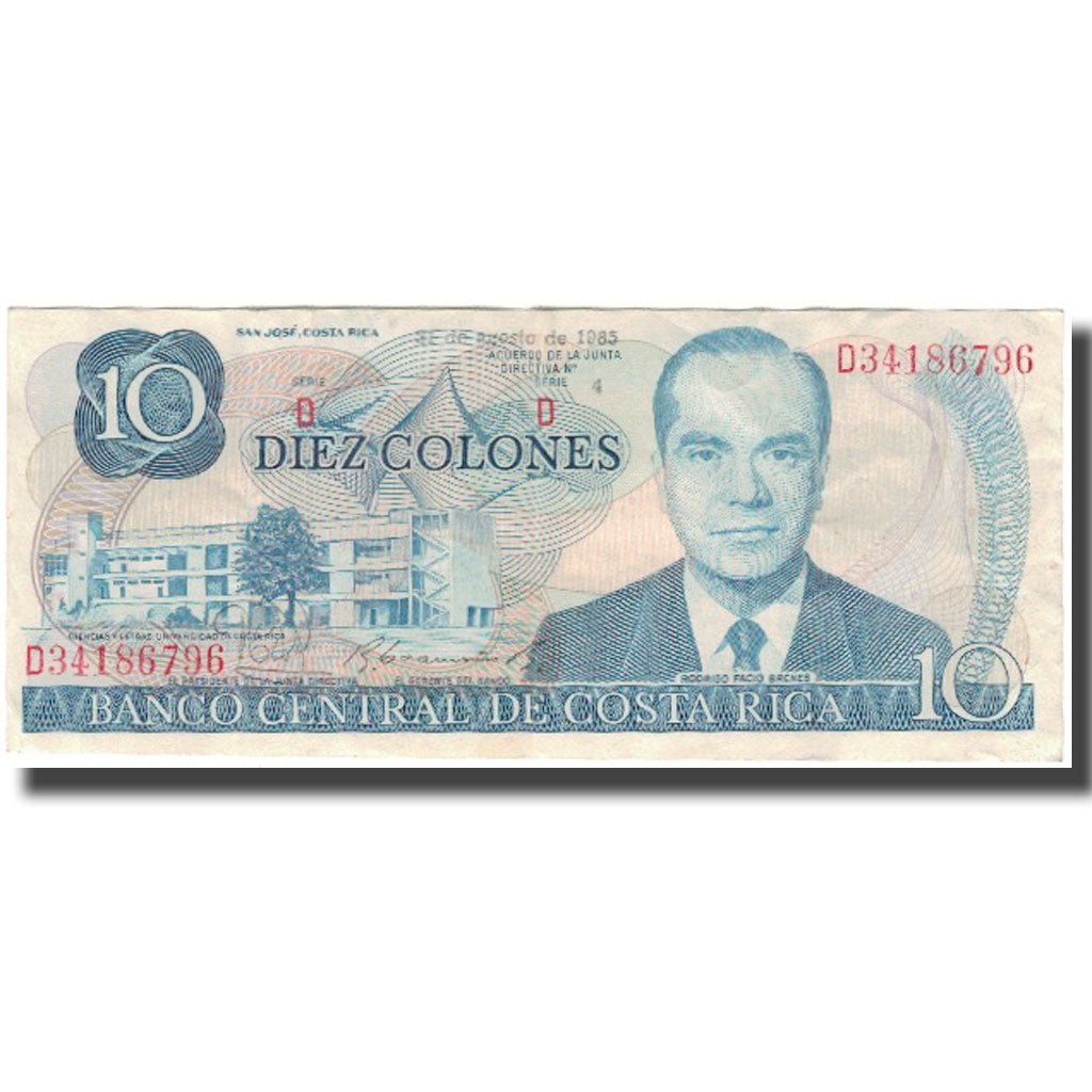 Banknote, Costa Rica, 10 Colones, 1985-08-21, KM:237b, EF(40-45)