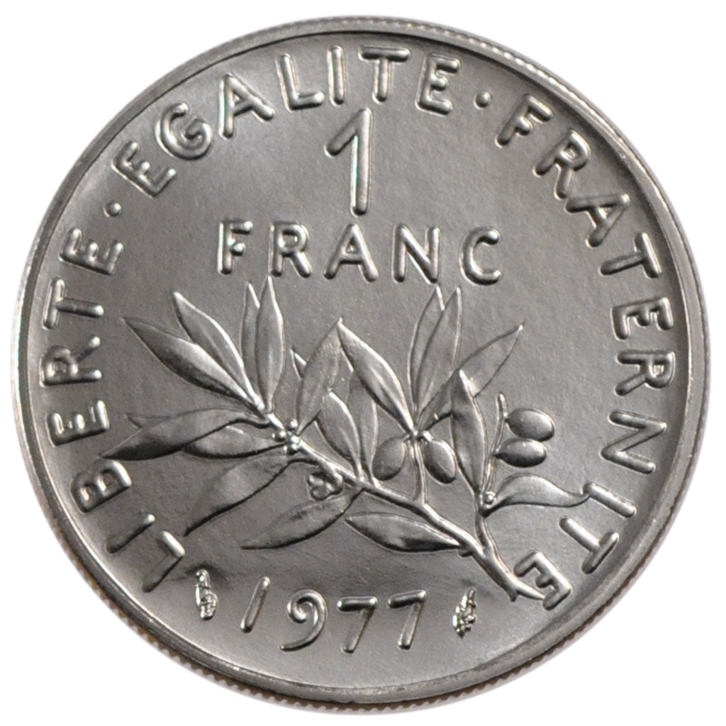 FRANCE, Semeuse, Franc, 1977, Paris, KM #925.1, MS(63), Nickel, 24, Gadoury...