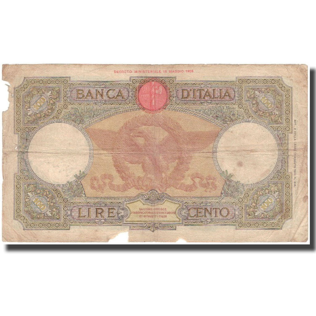 Banknot, Włochy, 100 Lire, KM:55a, VG(8-10)
