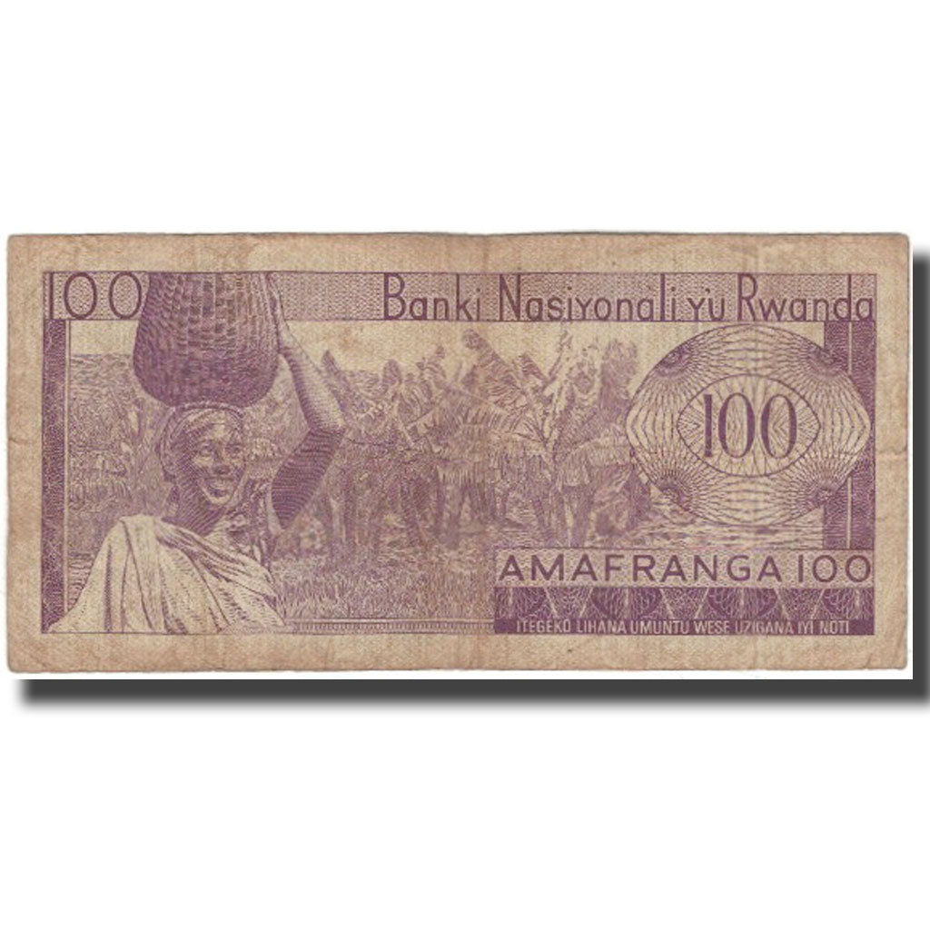 Banknot, Ruanda, 100 Francs, 1969-10-31, KM:8a, VG(8-10)