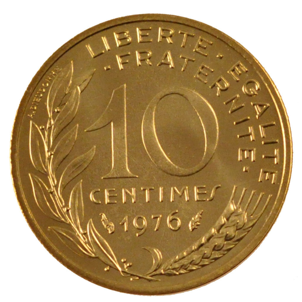 FRANCE, Marianne, 10 Centimes, 1976, Paris, KM #929, MS(65-70),...