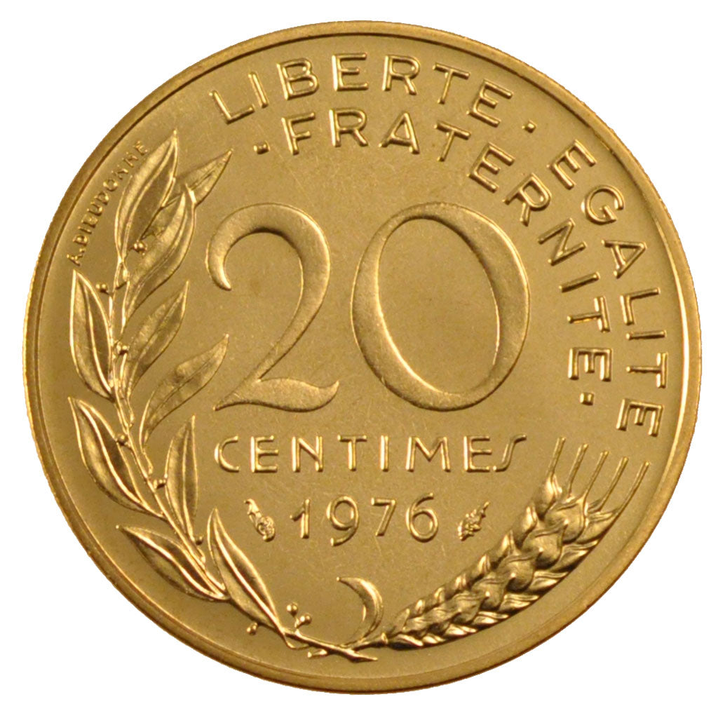 FRANCE, Marianne, 20 Centimes, 1976, Paris, KM #930, MS(65-70),...