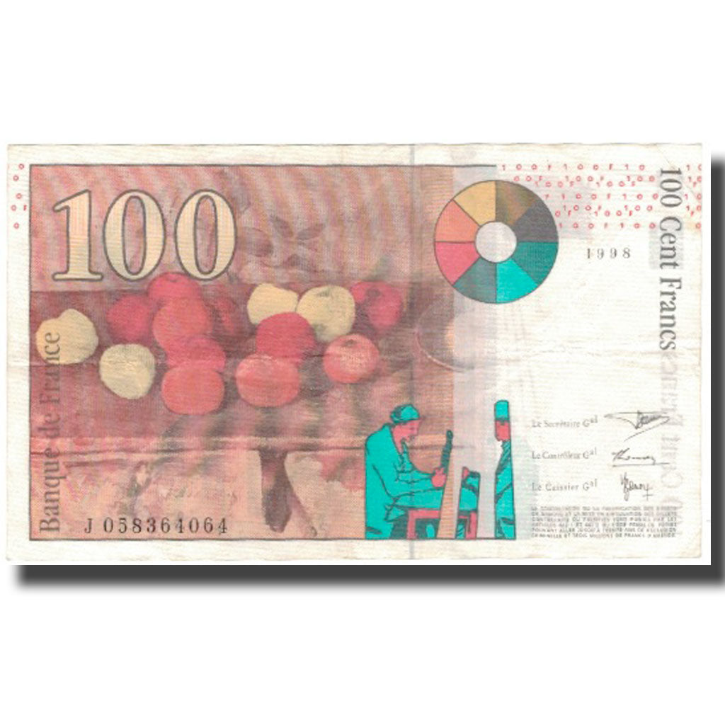 France, 100 Francs, Cézanne, 1998, TTB, Fayette:74.2, KM:158a