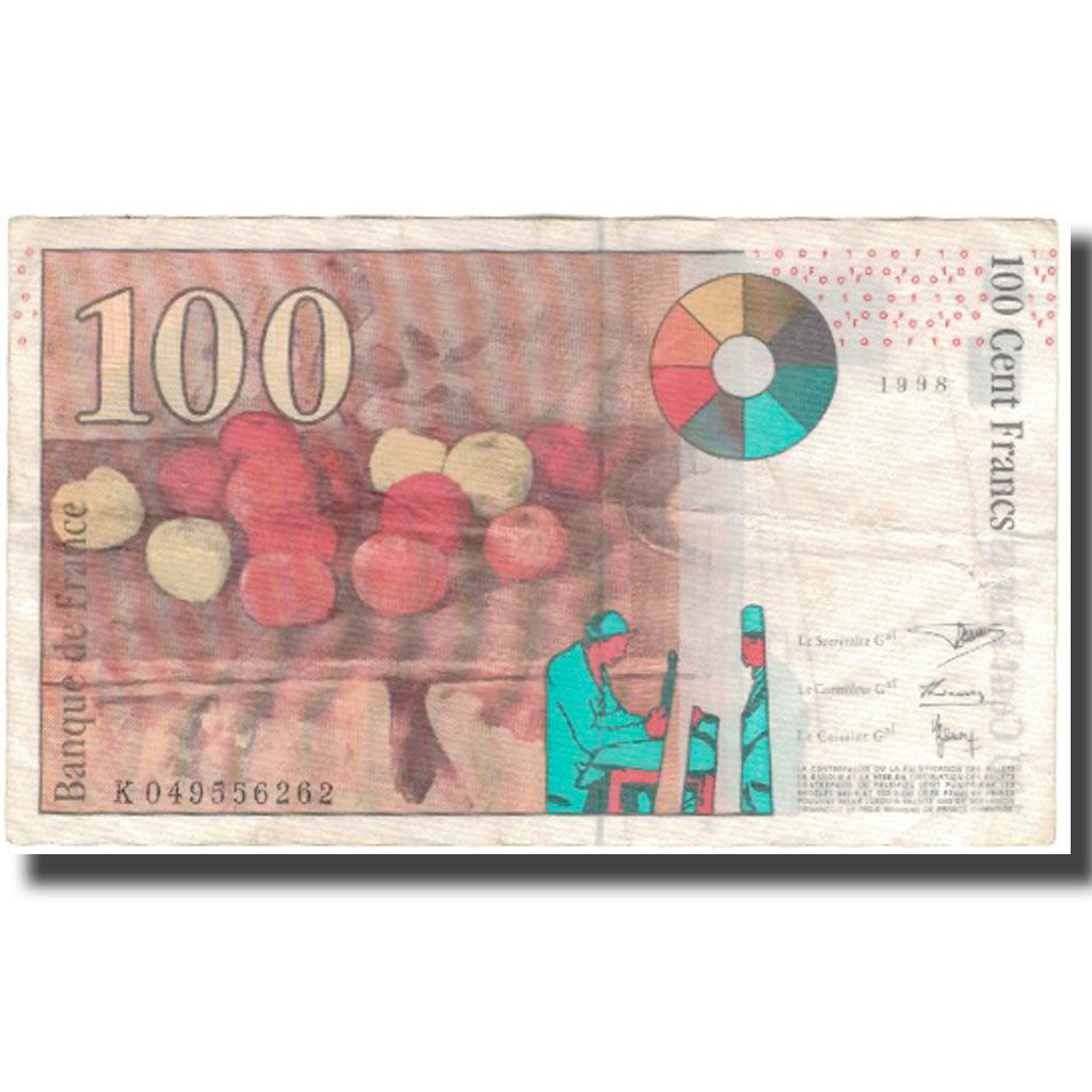 France, 100 Francs, Cézanne, 1998, EF(40-45), Fayette:74.2, KM:158a