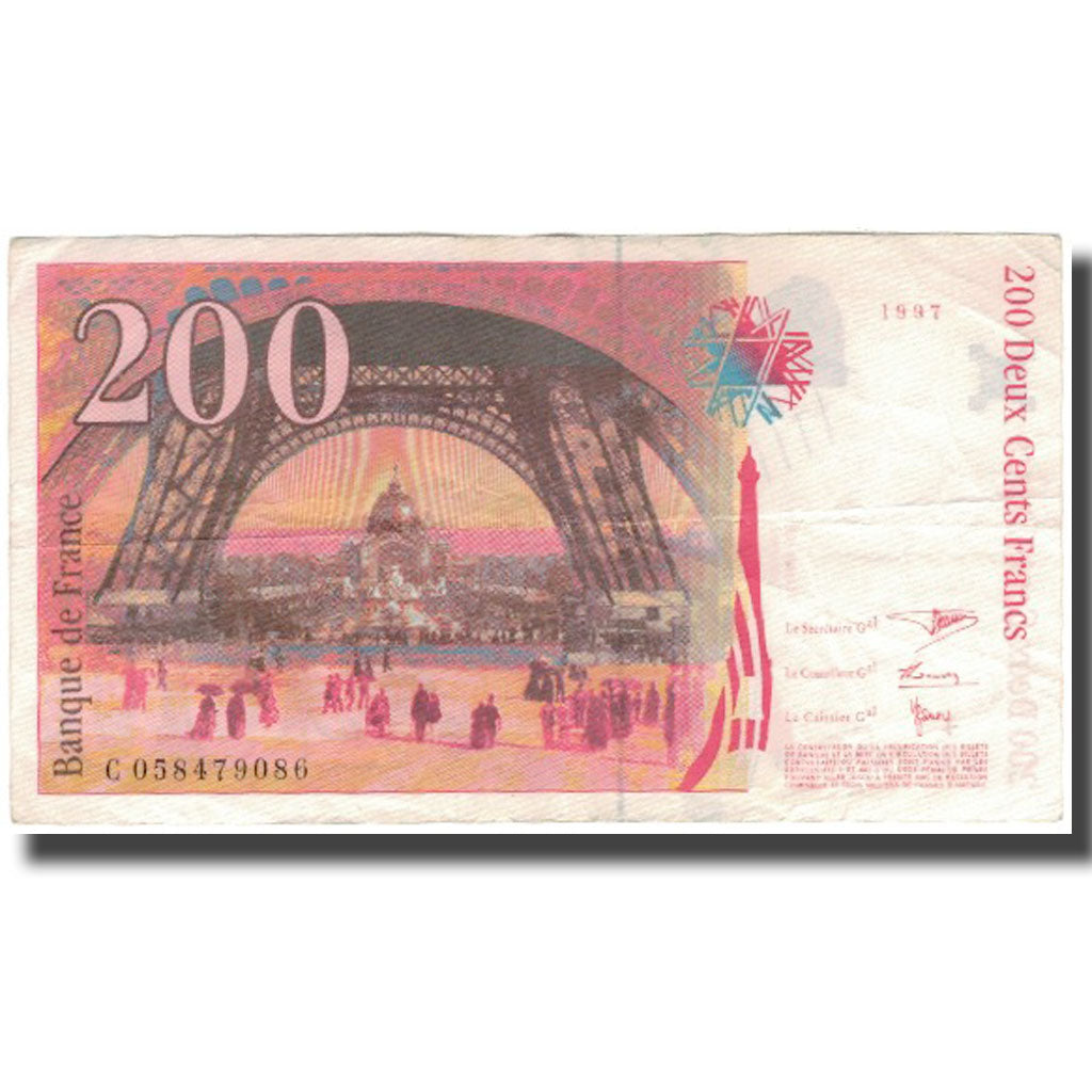 France, 200 Francs, Eiffel, 1997, TTB, Fayette:75.4b, KM:159b