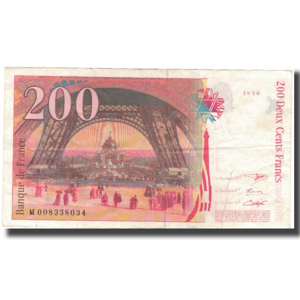 France, 200 Francs, Eiffel, 1996, EF(40-45), Fayette:75.2, KM:159a