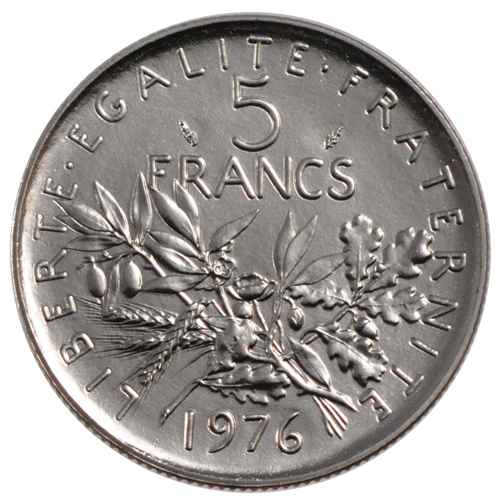 FRANCE, Semeuse, 5 Francs, 1976, Paris, KM #926a.1, MS(63), Nickel Clad...