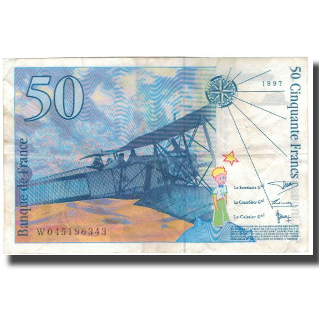 France, 50 Francs, St Exupéry, 1997, VF(20-25), Fayette:73.4, KM:157Ad