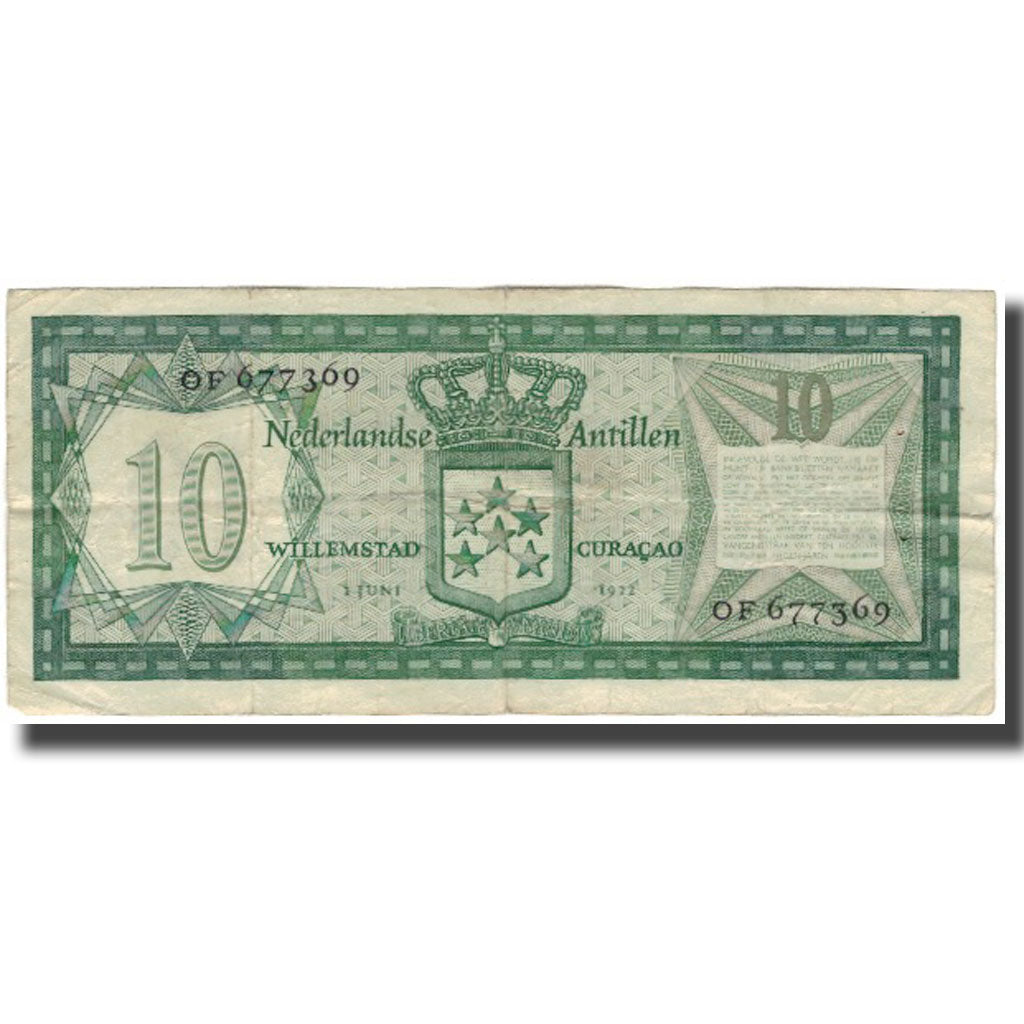 Banknote, Netherlands Antilles, 10 Gulden, 1972, KM:9b, VG(8-10)