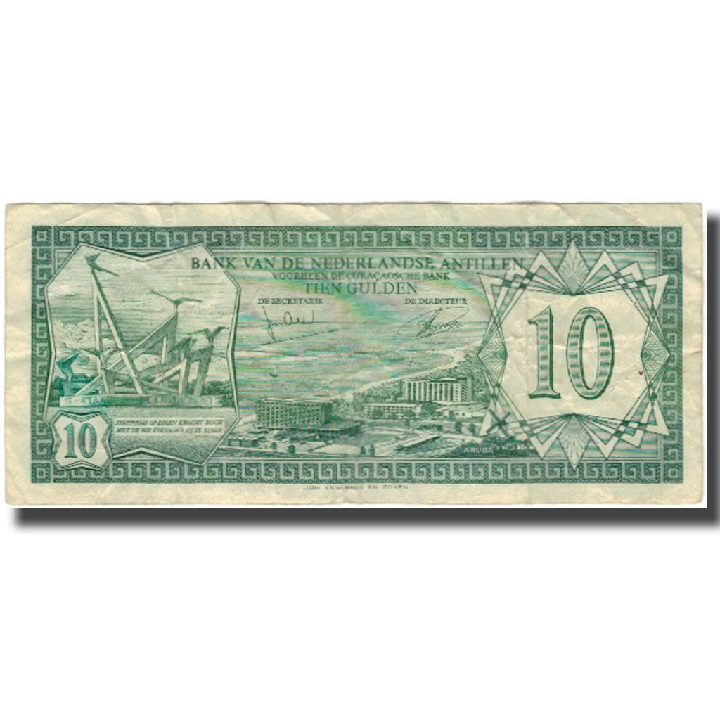 Billet, Netherlands Antilles, 10 Gulden, 1972, KM:9b, B