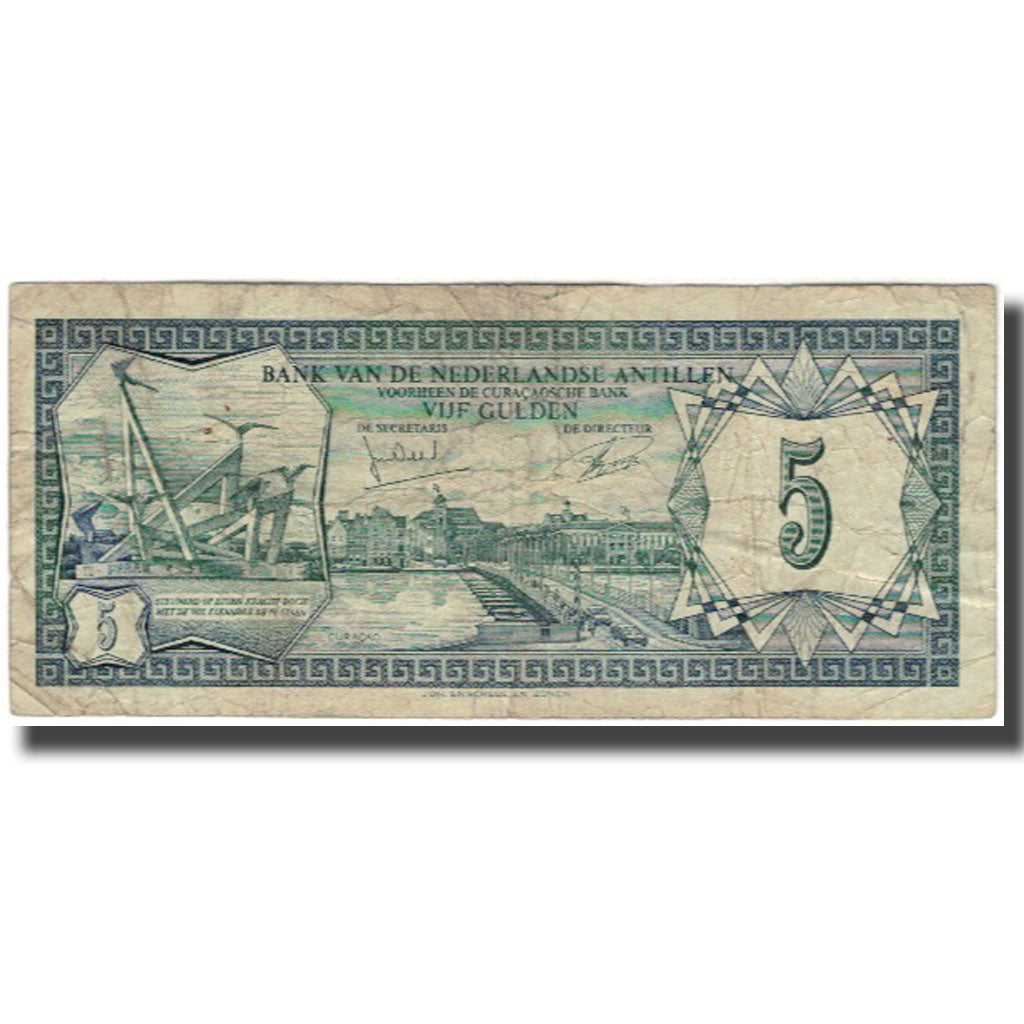 Banknote, Netherlands Antilles, 5 Gulden, 1972, KM:8b, VG(8-10)