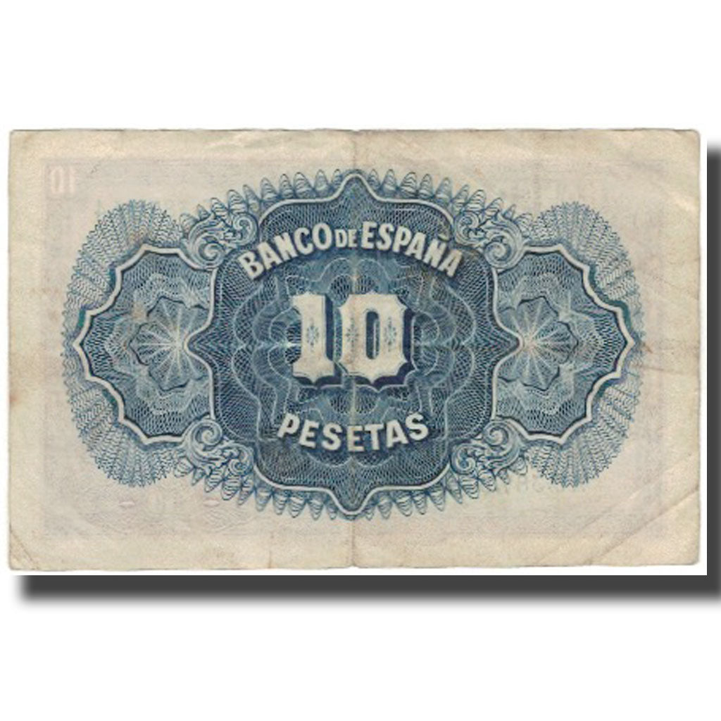 Nota, Espanha, 10 Pesetas, 1935, KM:86a, VF(20-25)