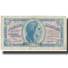 Banknot, Hiszpania, 50 Centimos, 1937, KM:93, VF(20-25)