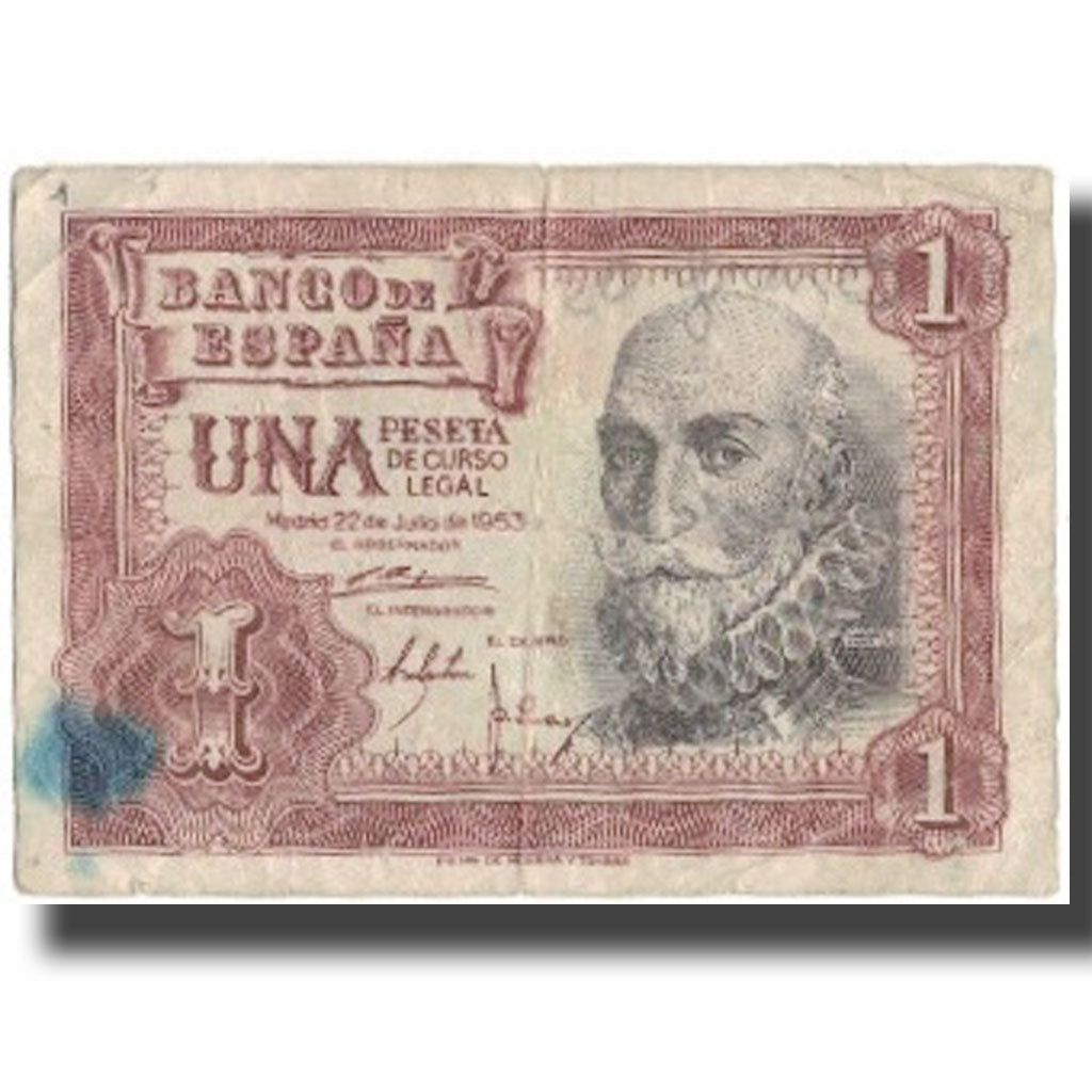 Banknote, Spain, 1 Peseta, 1953-07-22, KM:144a, VG(8-10)