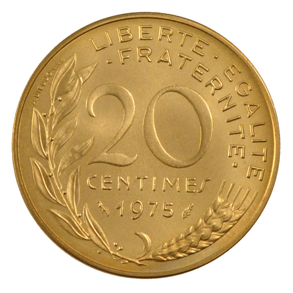 FRANCE, Marianne, 20 Centimes, 1975, Paris, KM #930, MS(65-70),...