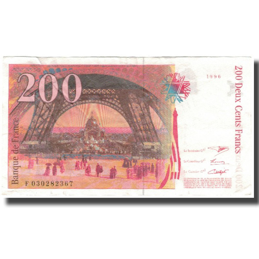 France, 200 Francs, Eiffel, 1996, VG(8-10), Fayette:75.2, KM:159a