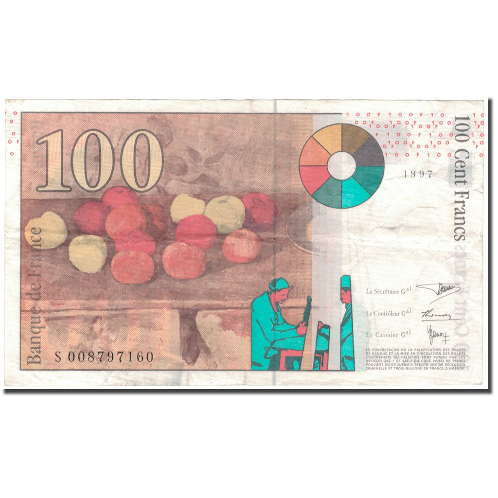France, 100 Francs, Cézanne, 1997, EF(40-45), Fayette:74.1, KM:158a