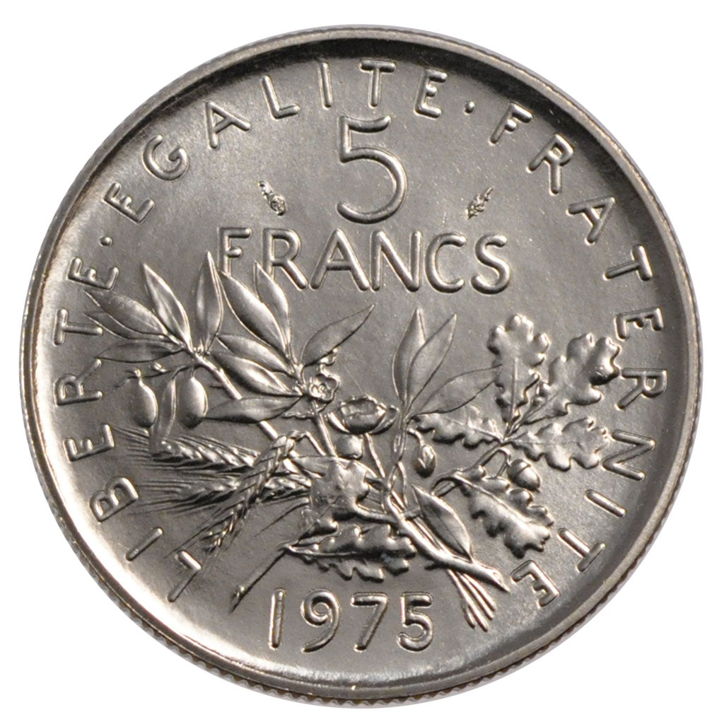 Francia, Semeuse, 5 Francs, 1975, SPL, Nichel placcato rame-nichel, Gadoury:771