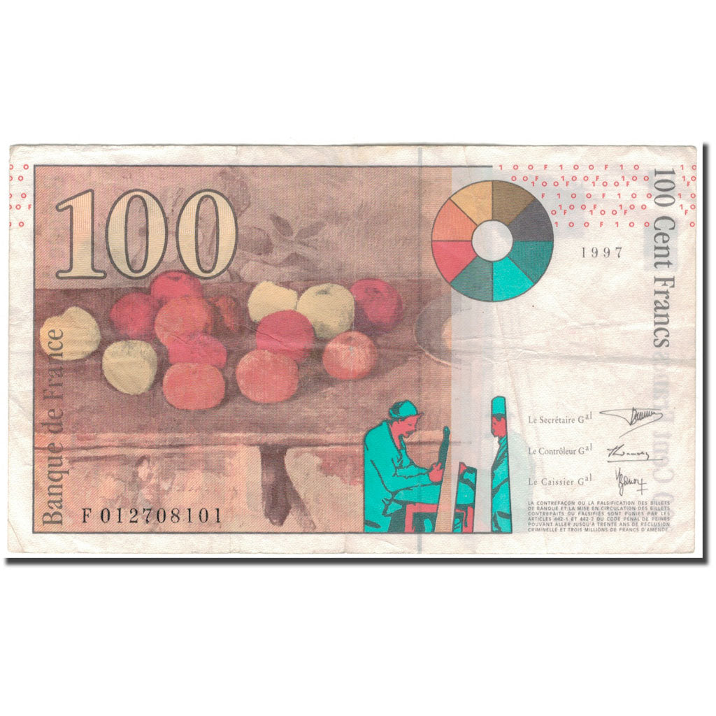 France, 100 Francs, Cézanne, 1997, EF(40-45), Fayette:74.1, KM:158a