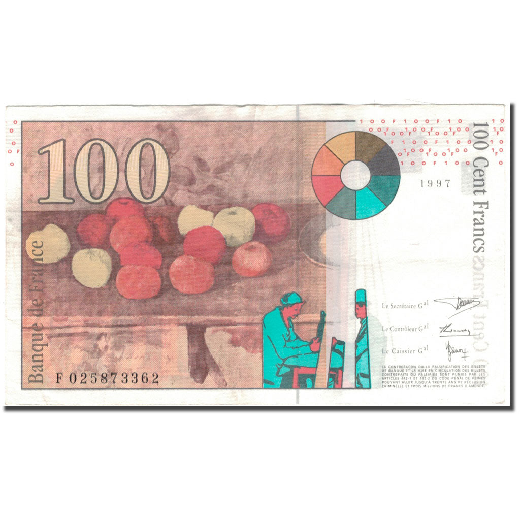 France, 100 Francs, Cézanne, 1997, EF(40-45), Fayette:74.1, KM:158a