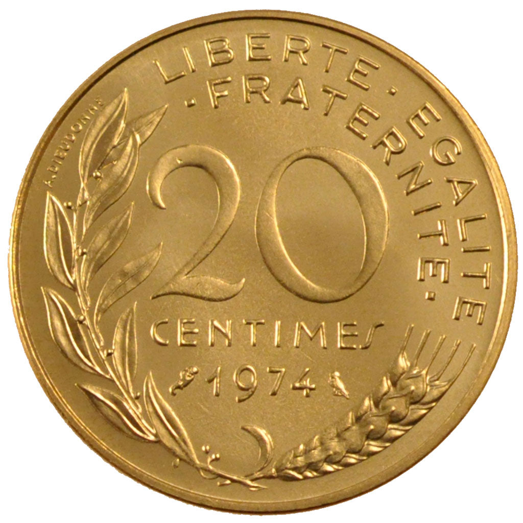 FRANCE, Marianne, 20 Centimes, 1974, Paris, KM #930, MS(65-70),...