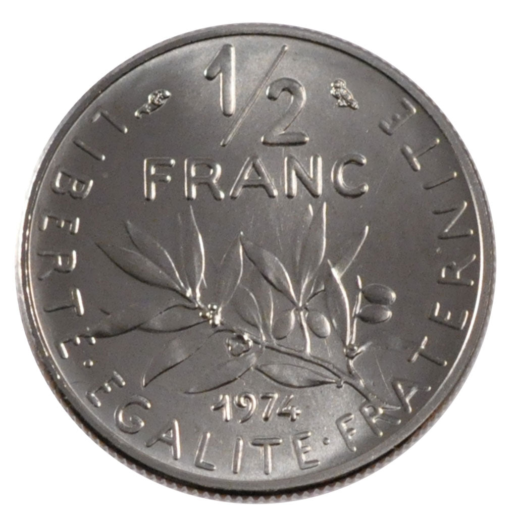 FRANCE, Semeuse, 1/2 Franc, 1974, Paris, KM #931.1, MS(65-70), Nickel, 19.5,...