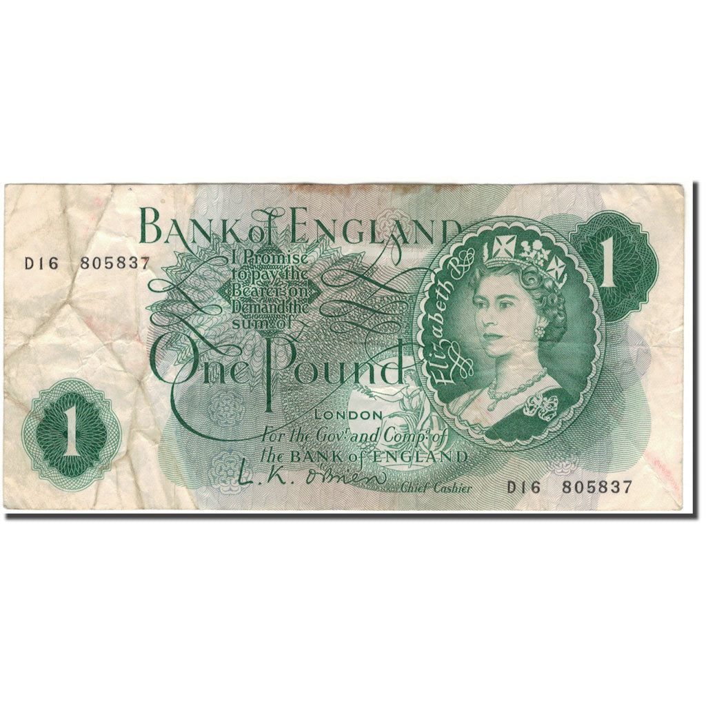 Banknot, Wielka Brytania, 1 Pound, KM:374a, VG(8-10)