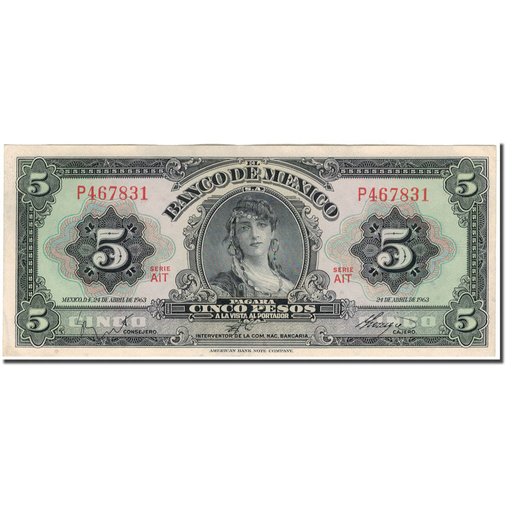 Banknote, Mexico, 5 Pesos, 1963-04-24, KM:60h, AU(50-53)