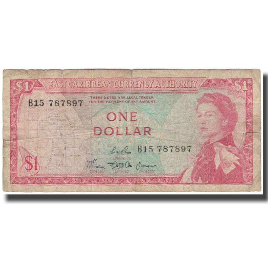 Banknote, East Caribbean States, 1 Dollar, KM:13b, VG(8-10)