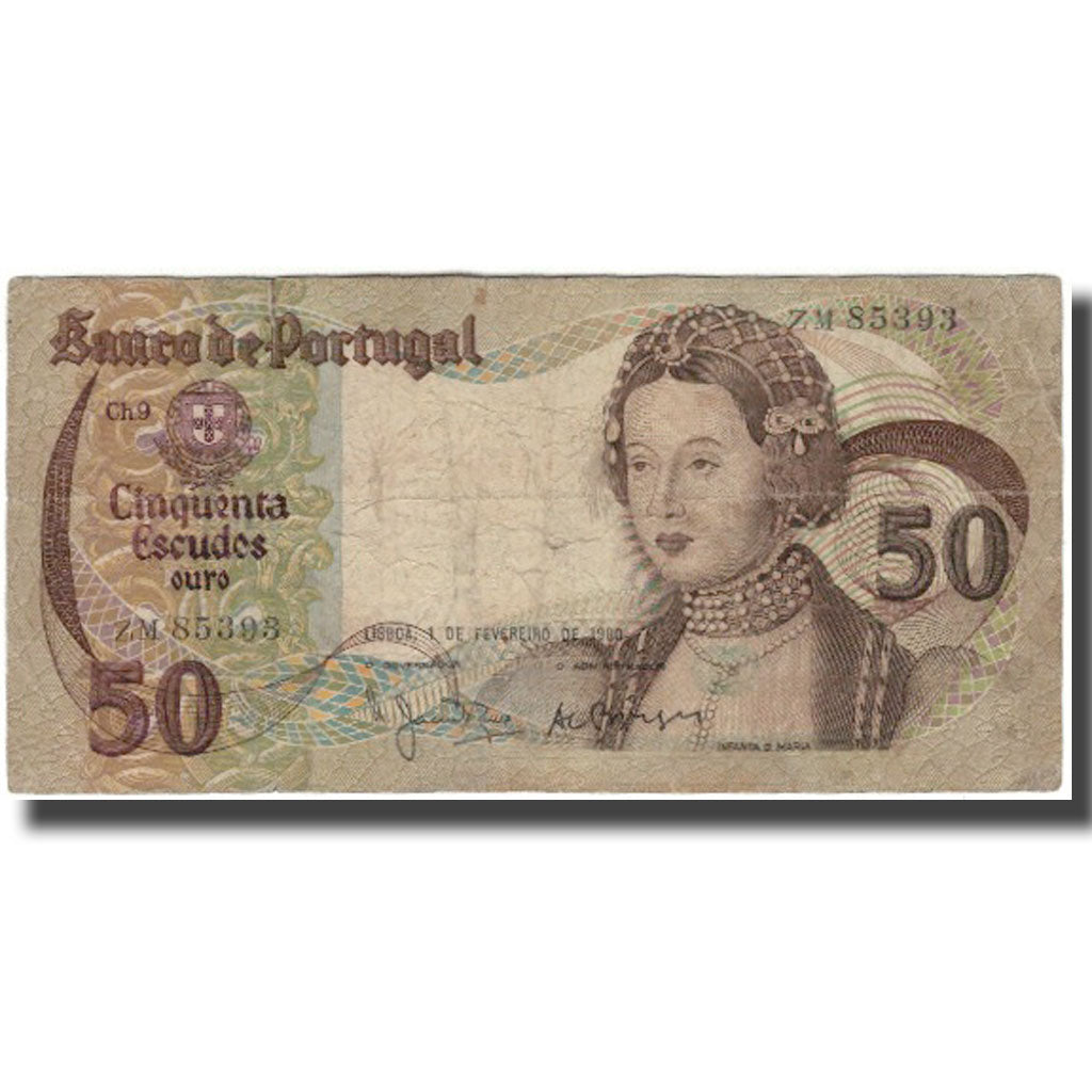 Banknote, Portugal, 50 Escudos, 1980-02-01, KM:174b, VG(8-10)