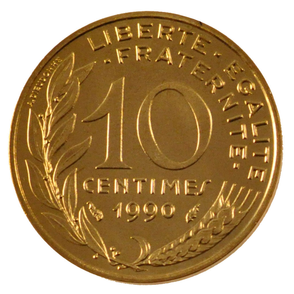 FRANCE, Marianne, 10 Centimes, 1990, Paris, KM #929, MS(65-70),...