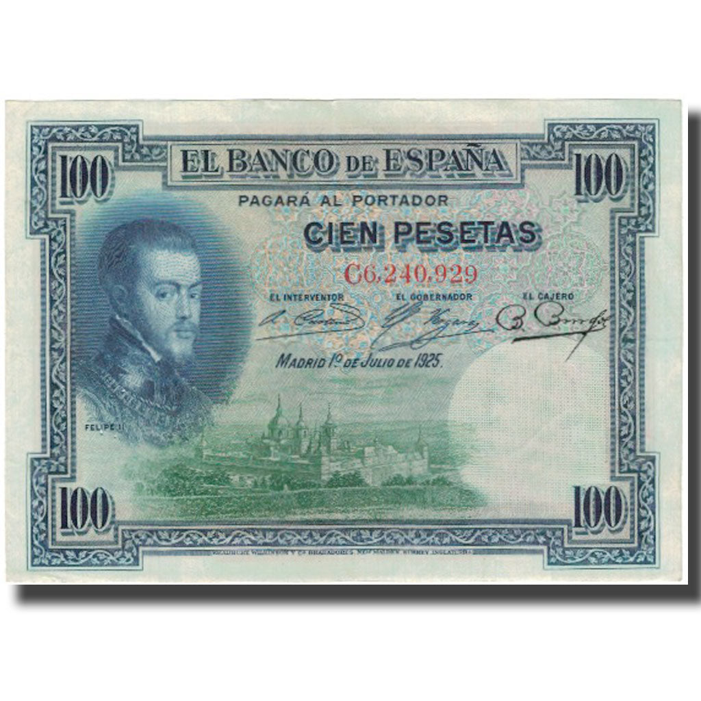 Banknot, Hiszpania, 100 Pesetas, 1925-07-01, KM:69a, EF(40-45)