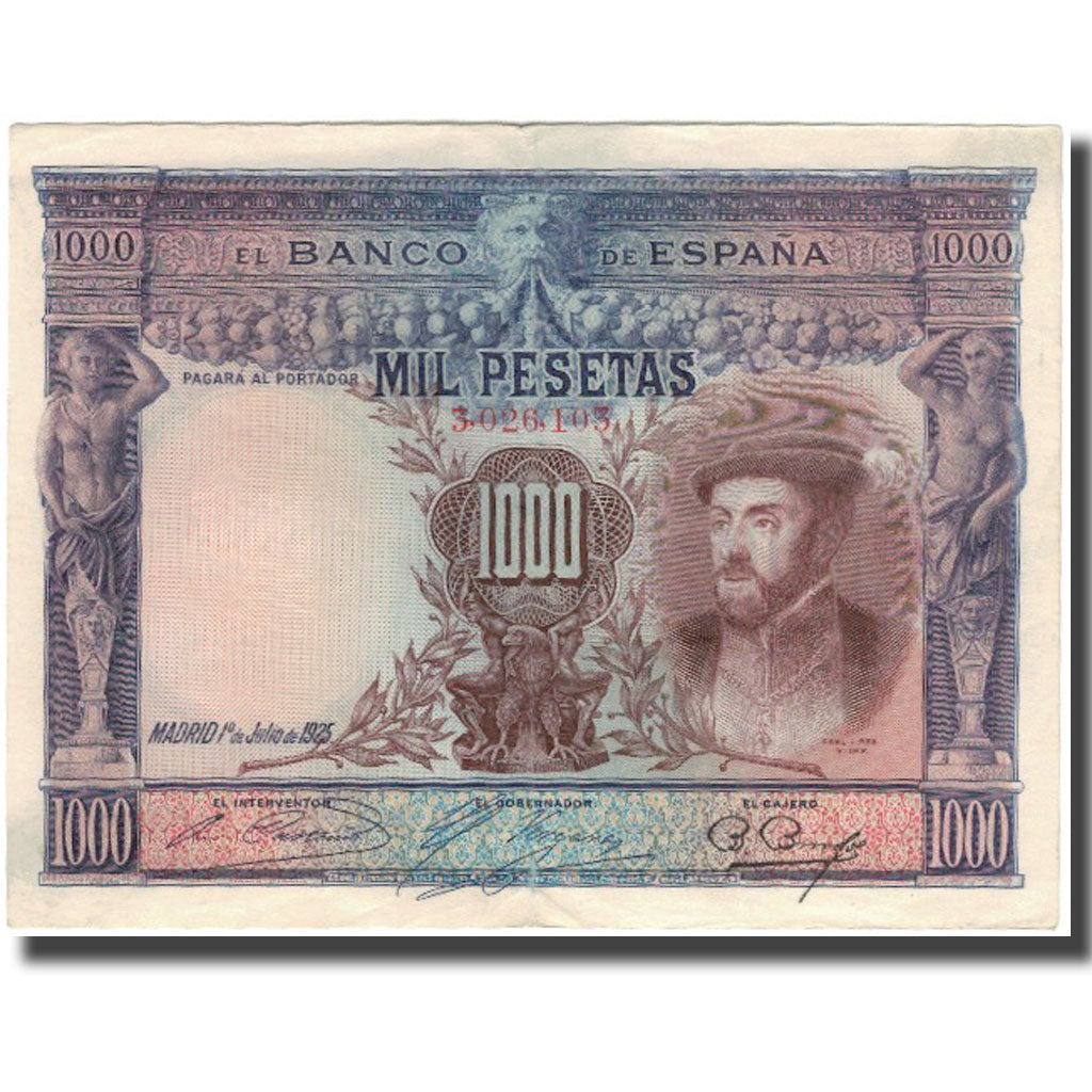 Banknot, Hiszpania, 1000 Pesetas, 1925-07-01, KM:70a, EF(40-45)