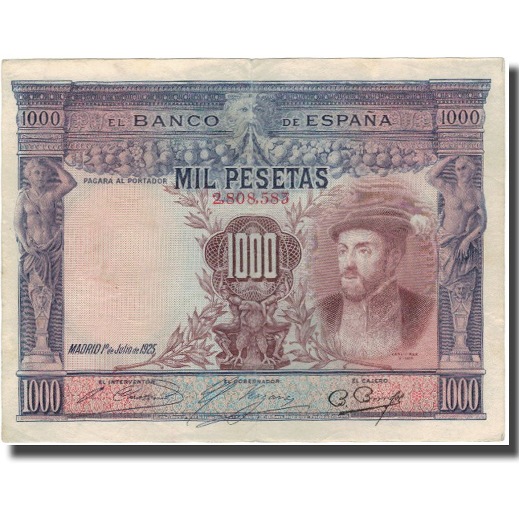 Banknot, Hiszpania, 1000 Pesetas, 1925-07-01, KM:70a, EF(40-45)