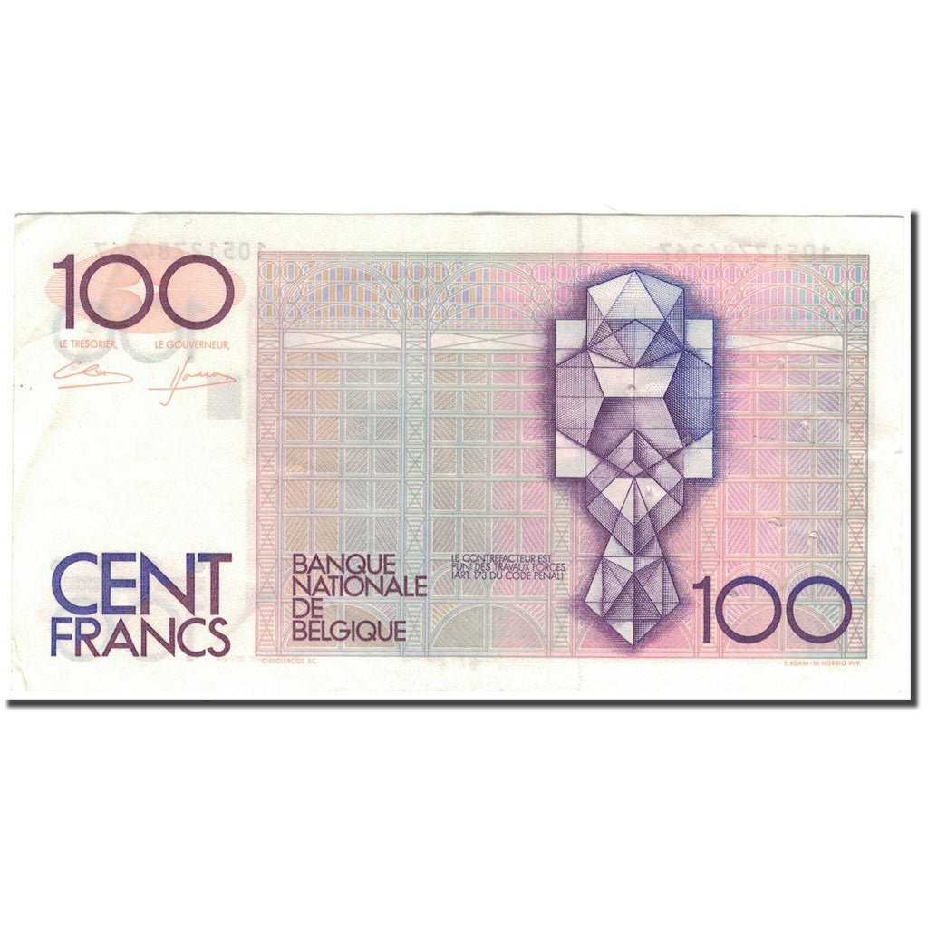 Billete, 100 Francs, Bélgica, KM:142a, MBC