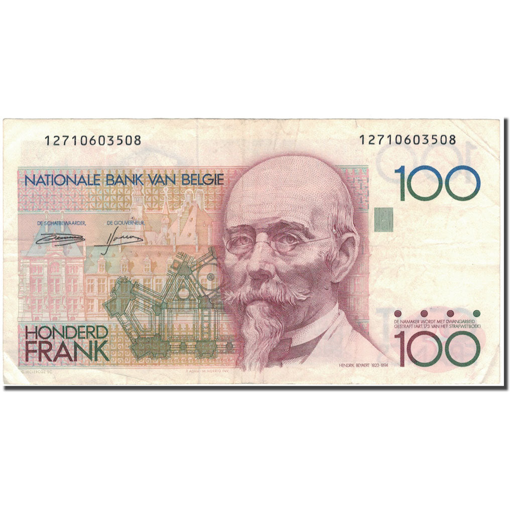 Nota, Bélgica, 100 Francs, KM:142a, VF(20-25)
