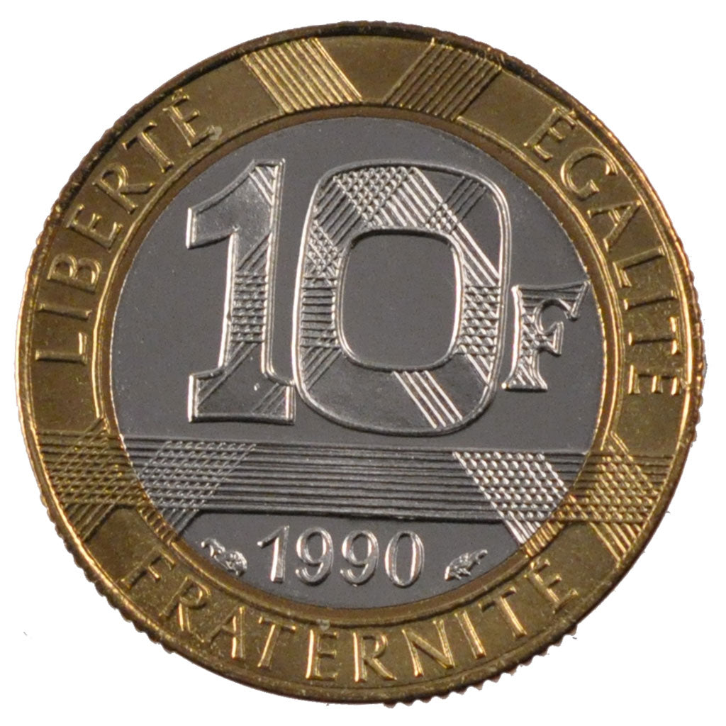 FRANCE, 10 Francs, 1990, MS(63), Bimetallic, Gadoury #827, 6.50
