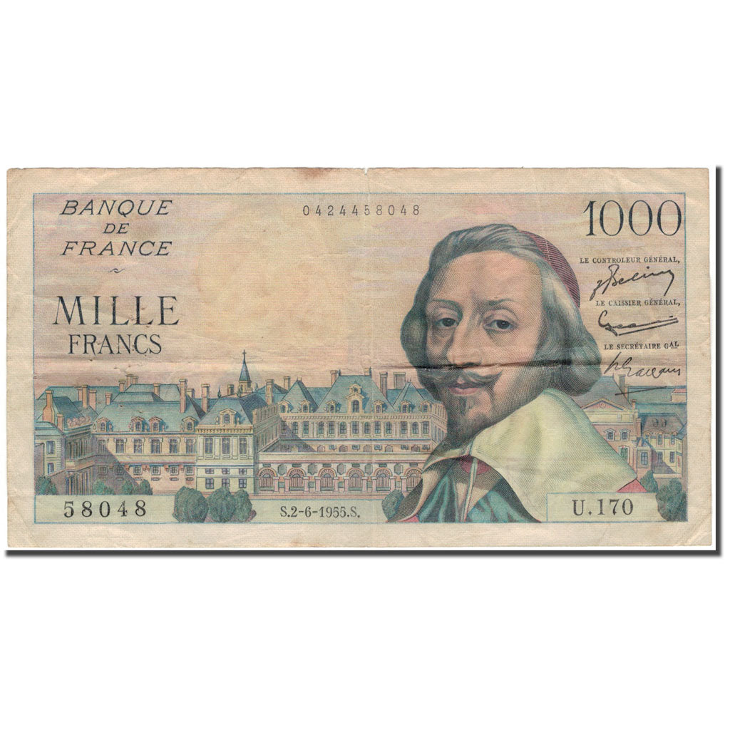 Frankrijk, 1000 Francs, Richelieu, 1955-06-02, TB, Fayette:42.14, KM:134a
