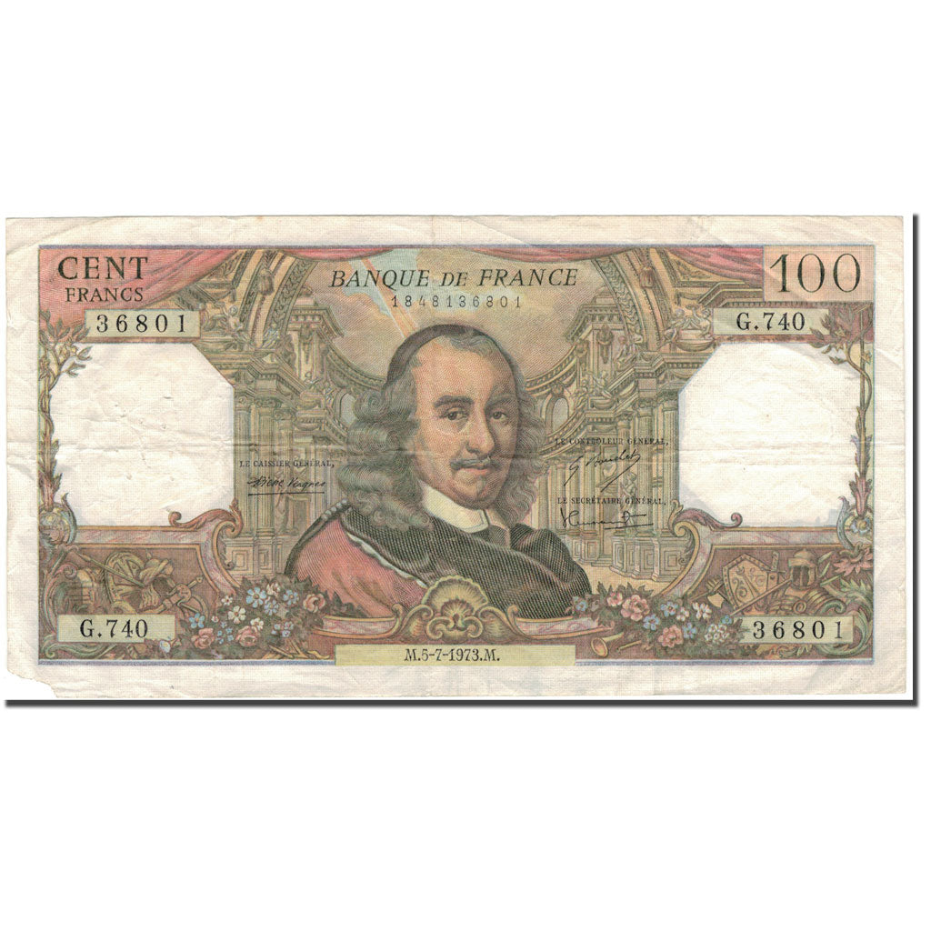 França, 100 Francs, Corneille, 1973-07-05, F(12-15), Fayette:65.43, KM:149d