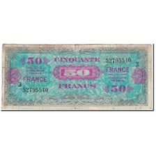 France, 50 Francs, Drapeau/France, 1944, B+, Fayette:VF24.3, KM:122c
