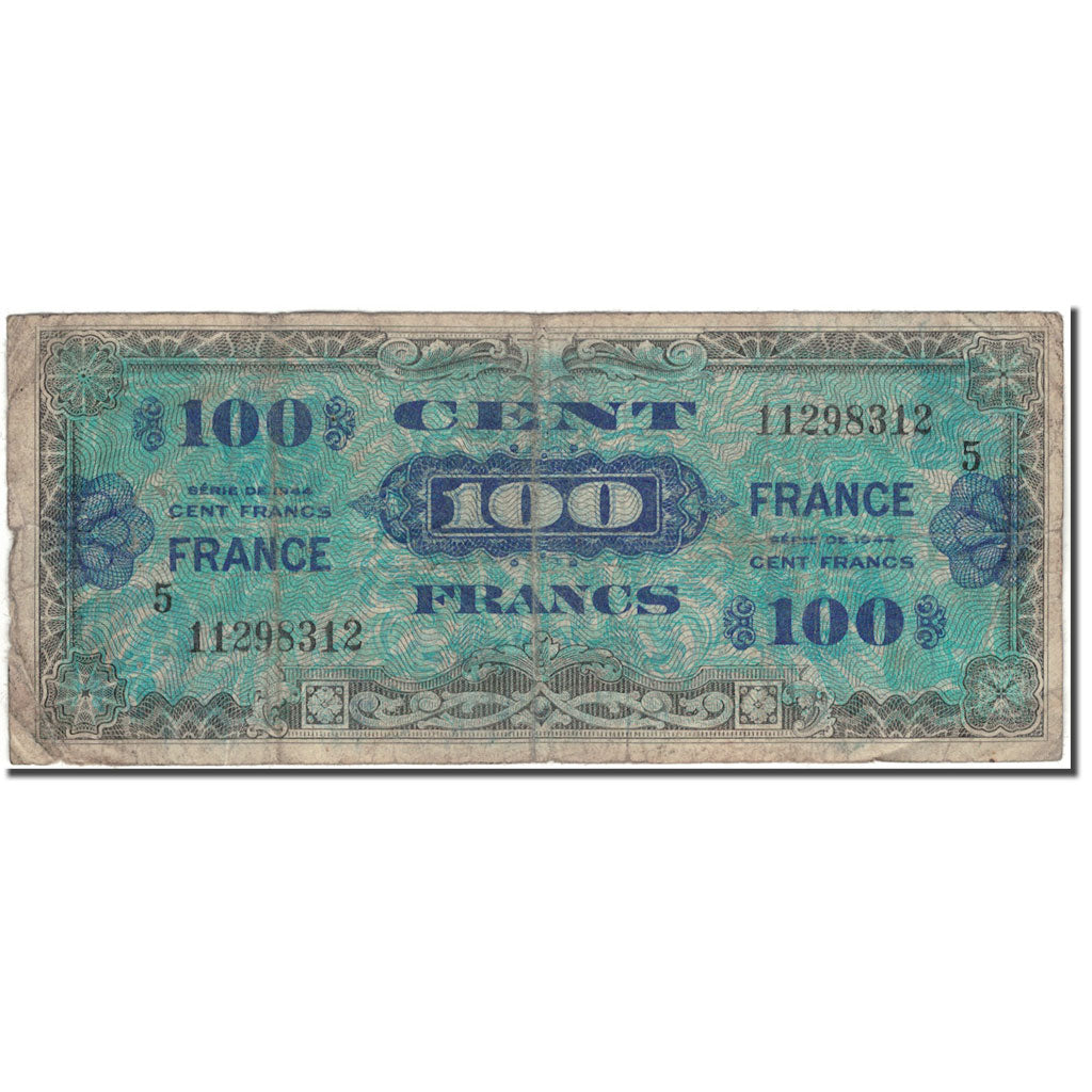 Francja, 100 Francs, Flag/France, 1944, VG(8-10), Fayette:25.5, KM:123c