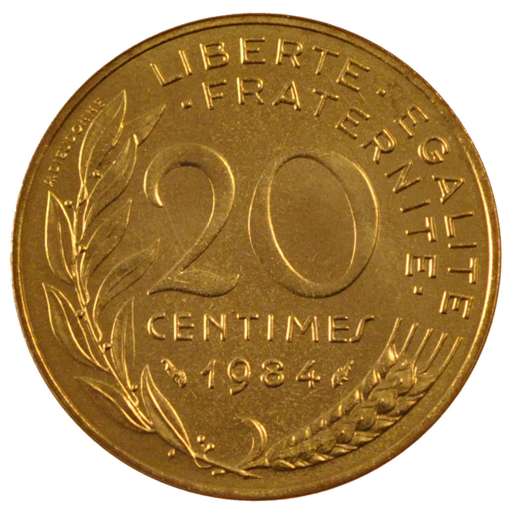 FRANCE, Marianne, 20 Centimes, 1984, Paris, KM #930, MS(65-70),...
