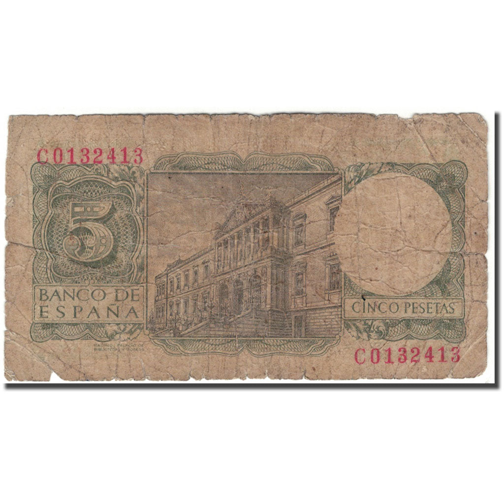 Billet, Espagne, 5 Pesetas, 1954-07-22, KM:146a, AB+