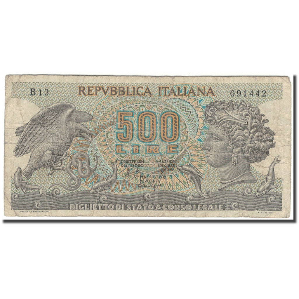 Banknote, Italy, 500 Lire, KM:93a, F(12-15)