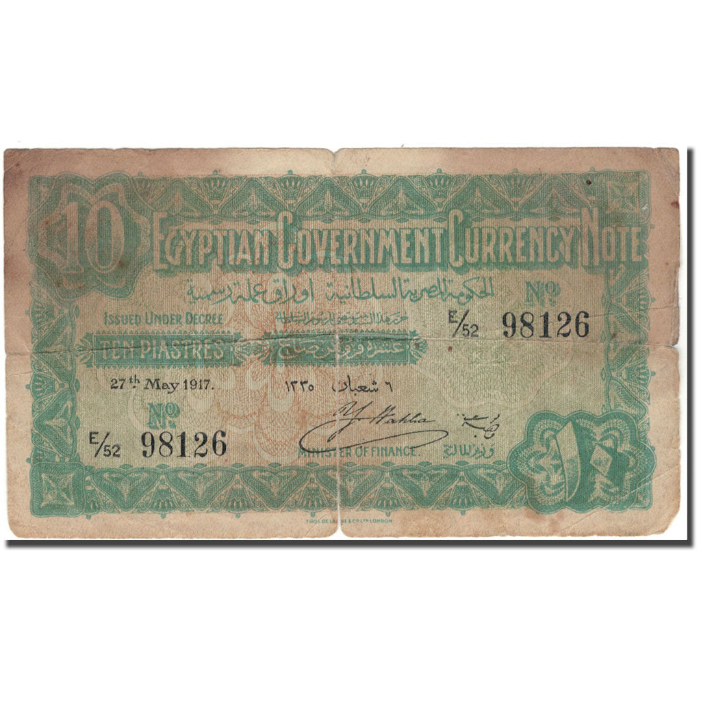 Banknote, Egypt, 10 Piastres, 1917-05-27, KM:160b, G(4-6)