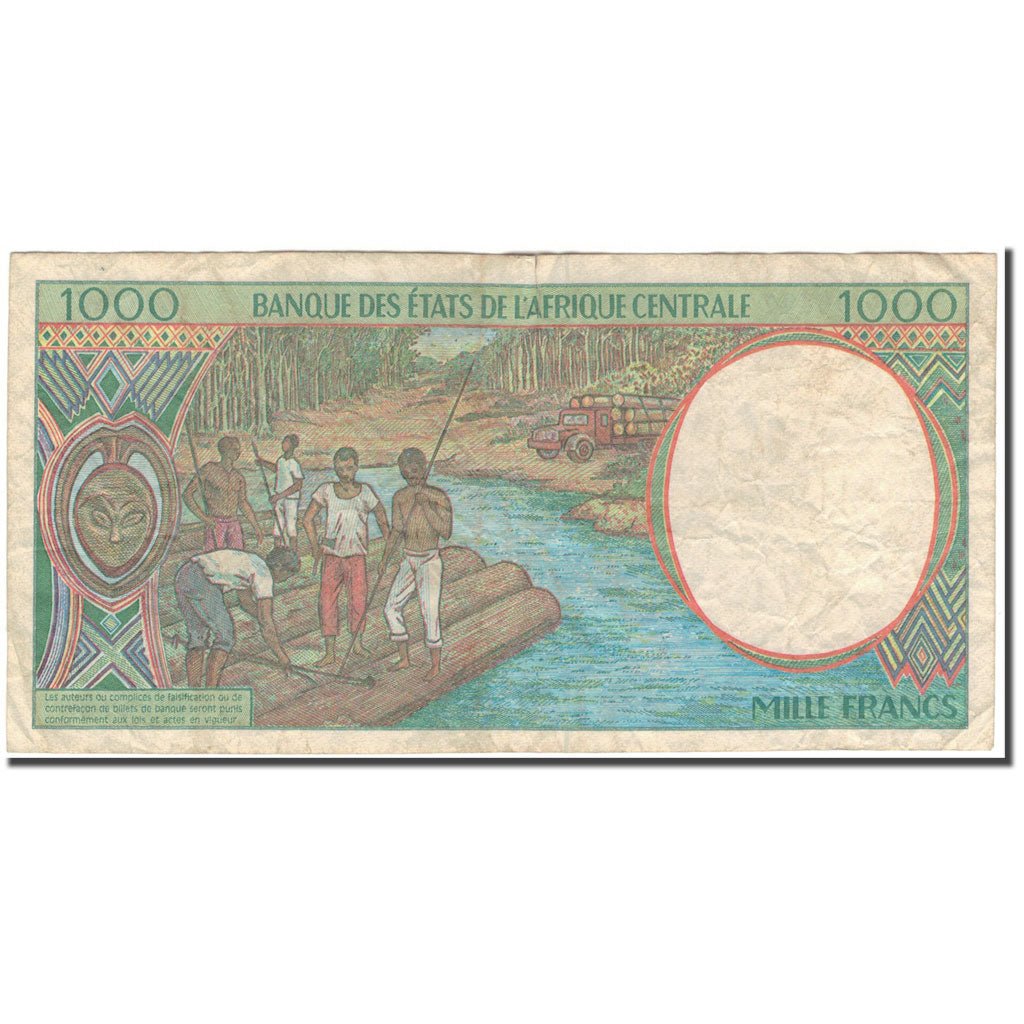 Banknot, Państwa Afryki Środkowej, 1000 Francs, KM:202Eb, VF(20-25)
