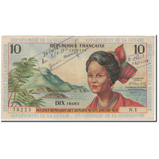Banknot, Antyle Francuskie, 10 Francs, KM:8a, EF(40-45)