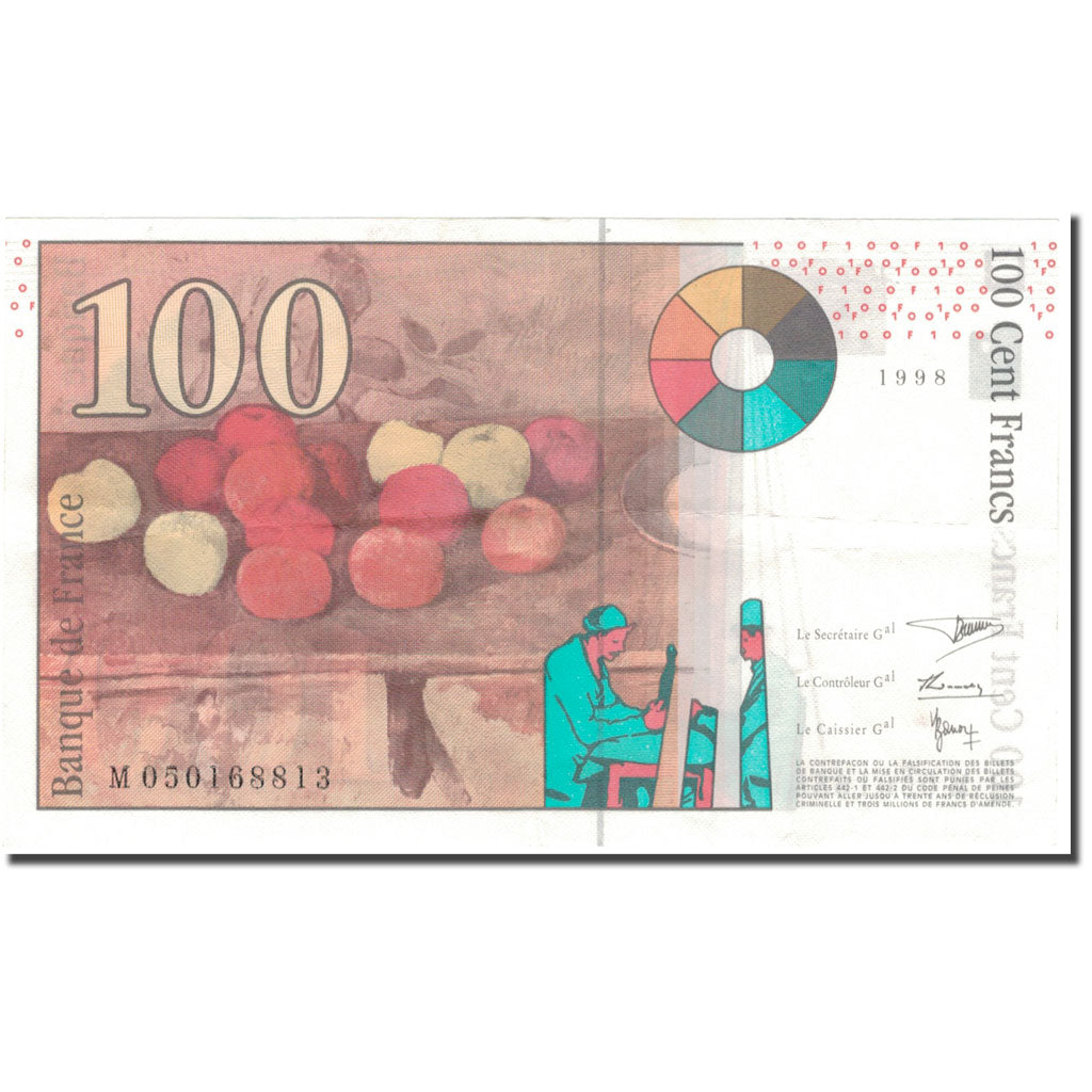 France, 100 Francs, Cézanne, 1998, TTB, Fayette:74.2, KM:158a