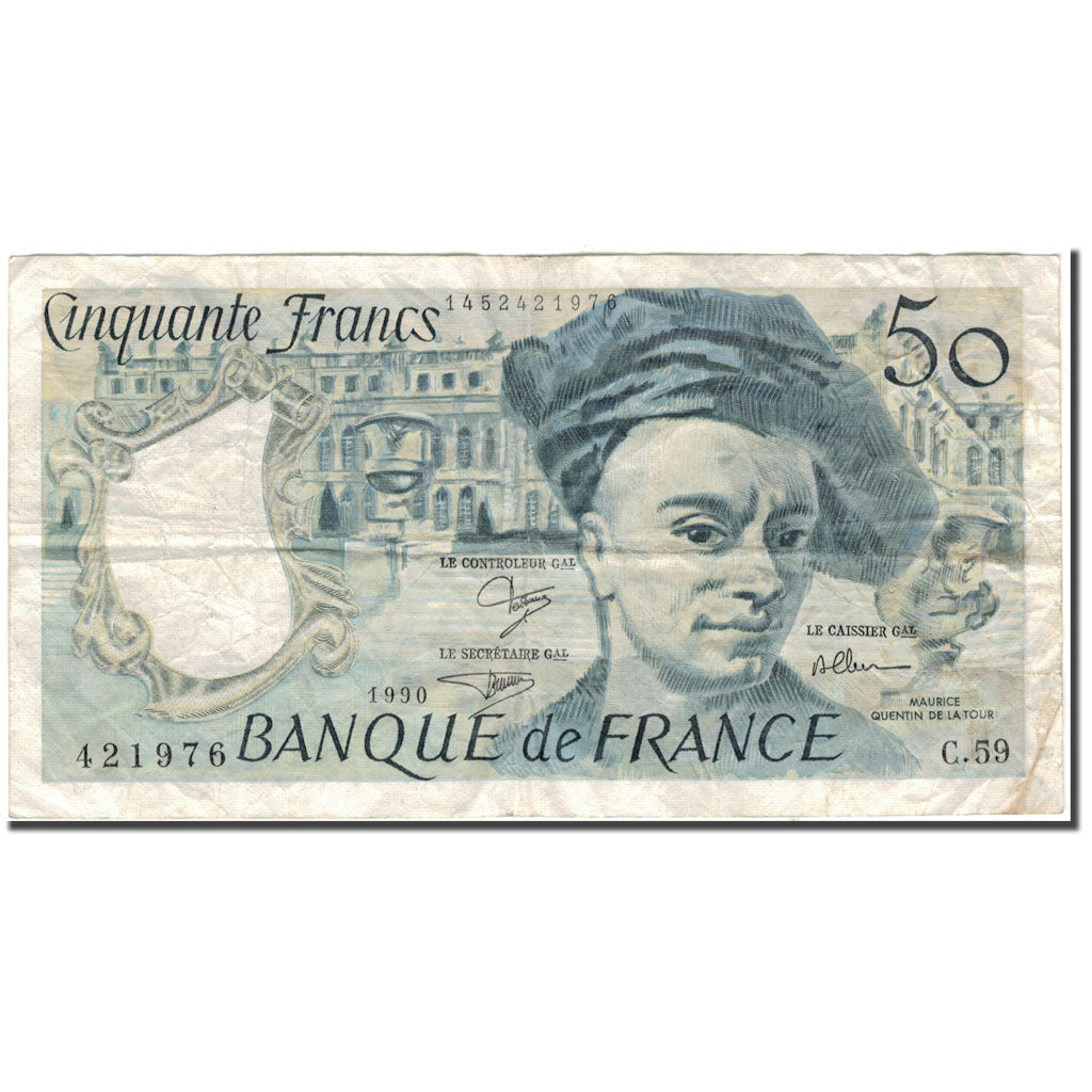 France, 50 Francs, Quentin de La Tour, 1990, F(12-15), Fayette:67.16, KM:152e