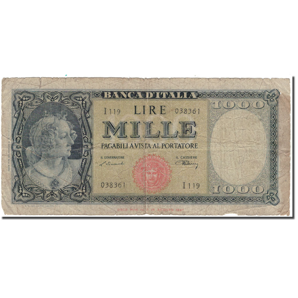 Billet, Italie, 1000 Lire, KM:82, AB+